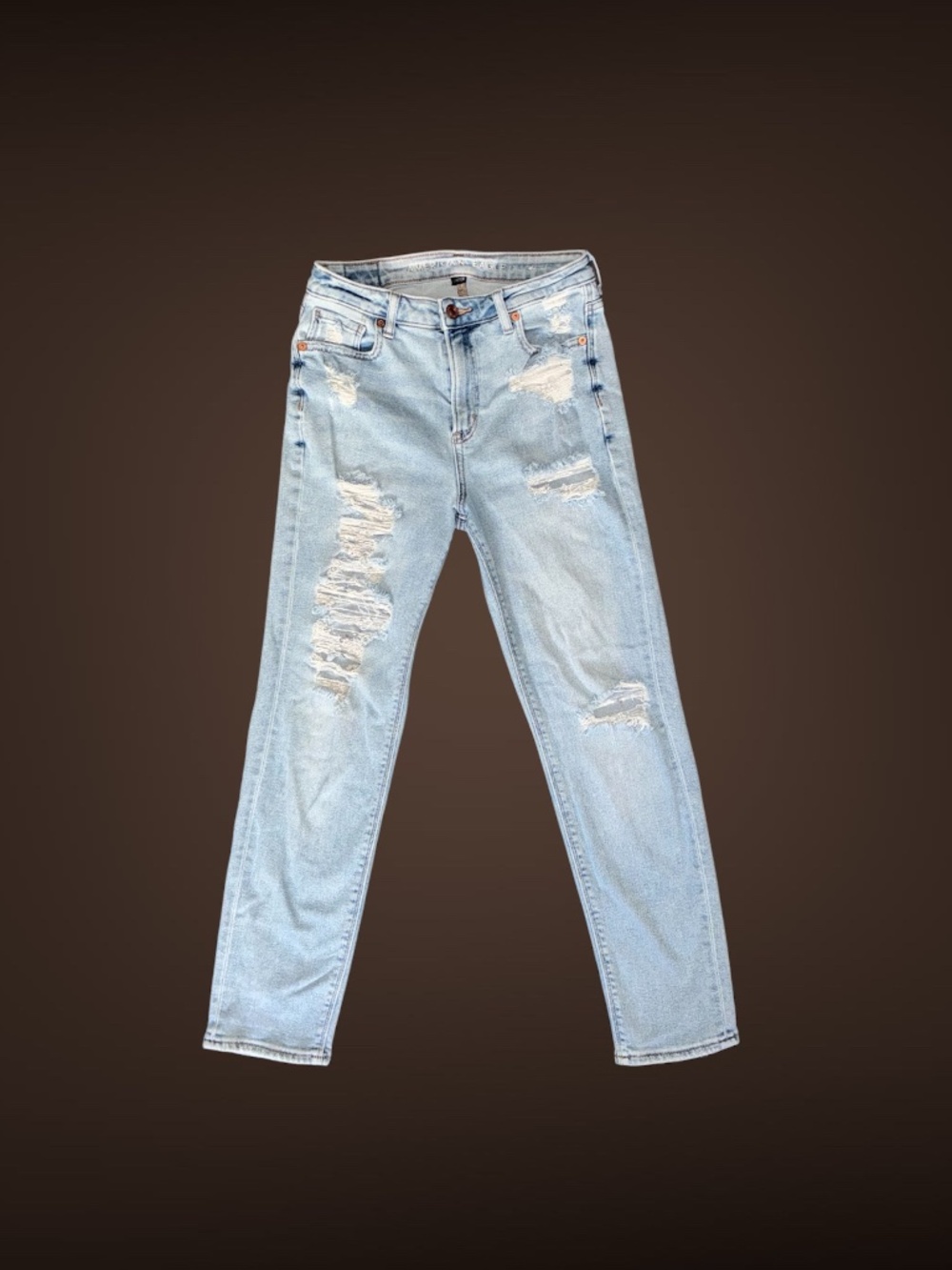 Women's American Eagle "Mom Jean", Light Blue, Distressed, Size Regular 2